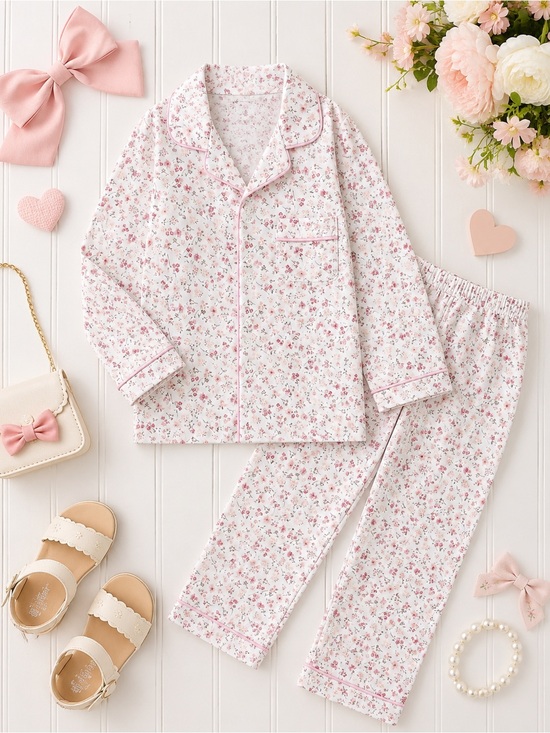Petite Plume Other - Petite Plume Dorset Floral Pajama Set Girls Size 5 Pink Floral NWT